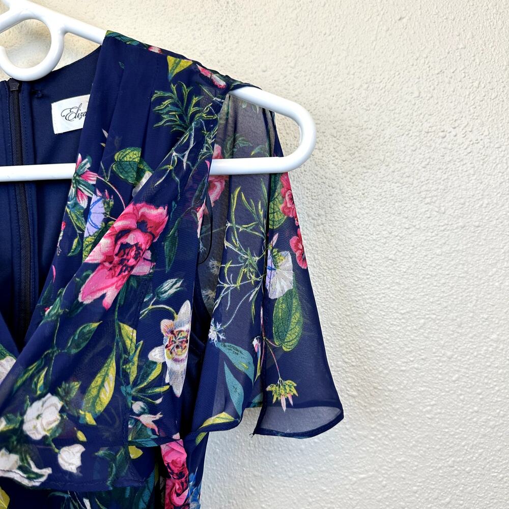 Eliza J Navy Floral High-Low Wrap Dress - Picture 4 of 8